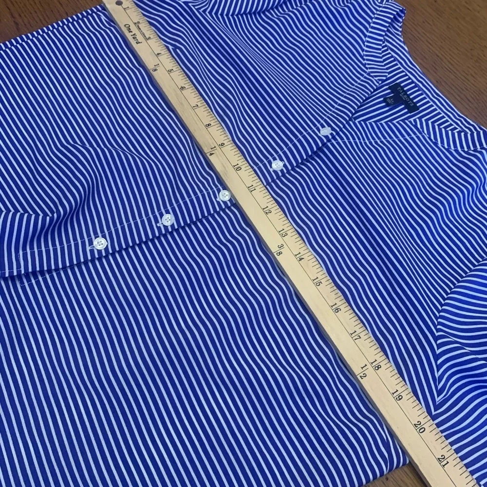 Talbots white and blue stripe tie front top - Picture 6 of 12